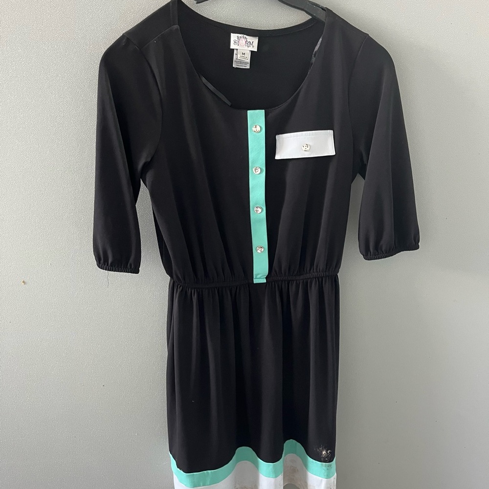 Sweet Storm Black and Teal Kids Dress